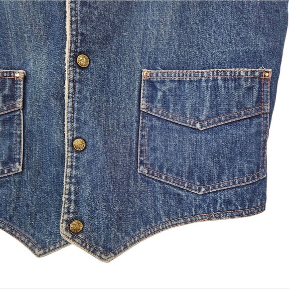 Mens Vintage Texco Denim Vest Sherpa Lined Western Country Rodeo Festival - Picture 2 of 5
